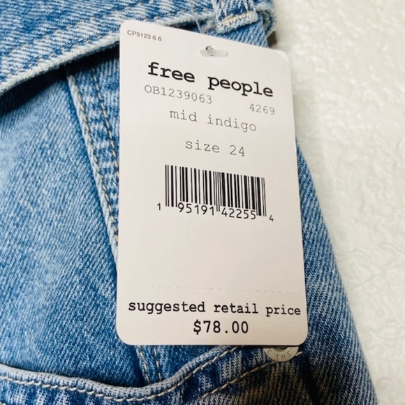 NWT FREE PEOPLE East of Eden Paper Bag Button Fly Denim Jean Summer Mini Skirt - Picture 7 of 9